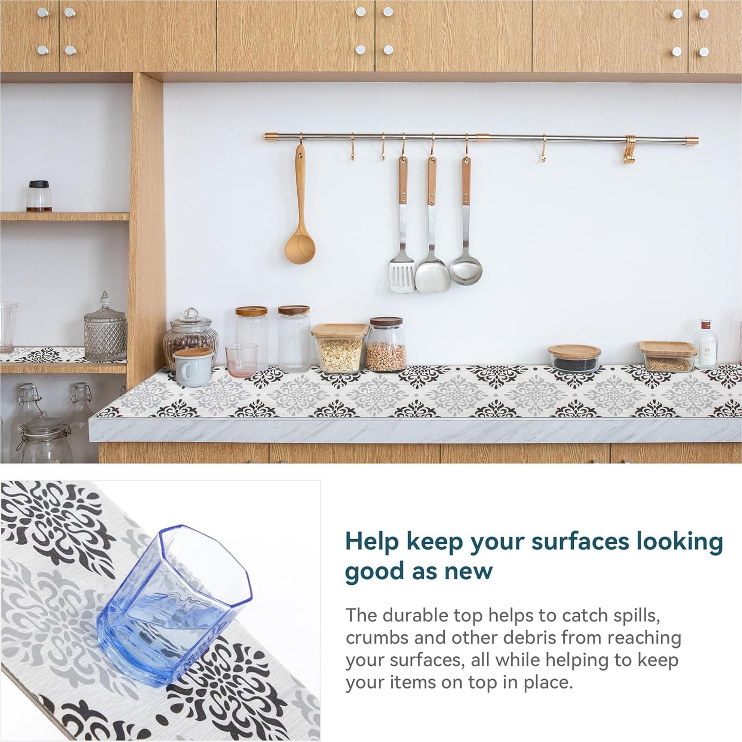 Premium Shelf Liner Non Slip 12inx50FT, Non Adhesive Drawer Liner, Waterproof Pantry Liner, Cabinet Lining Shelf Liners for Kitchen Cabinets