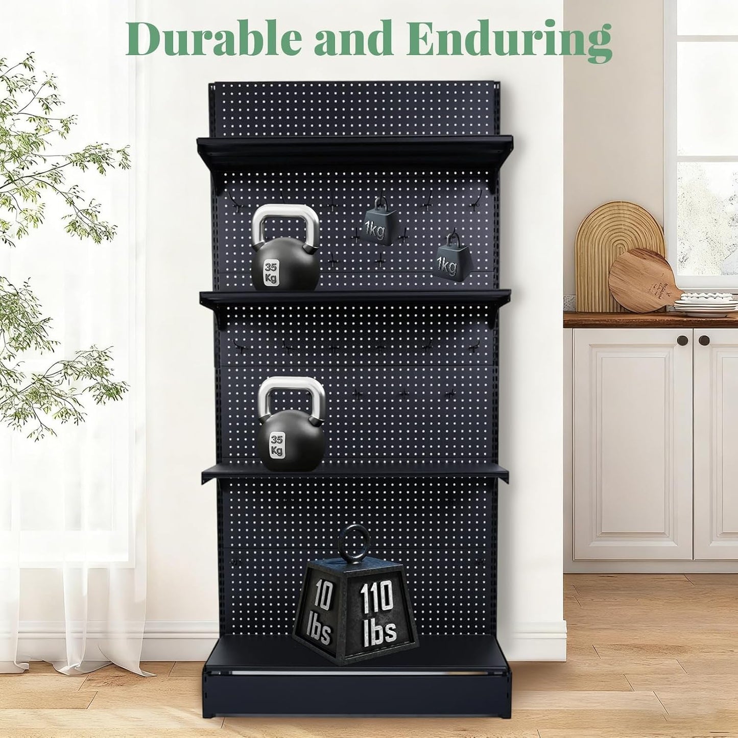 Pegboard Display Stand, Retail Shelving Wall Display with Extra 30 Pieces Hooks, Standing Peg Board Display with 4 pcs Single Side Board Panels, for Supermarket, Grocery Stores, Black