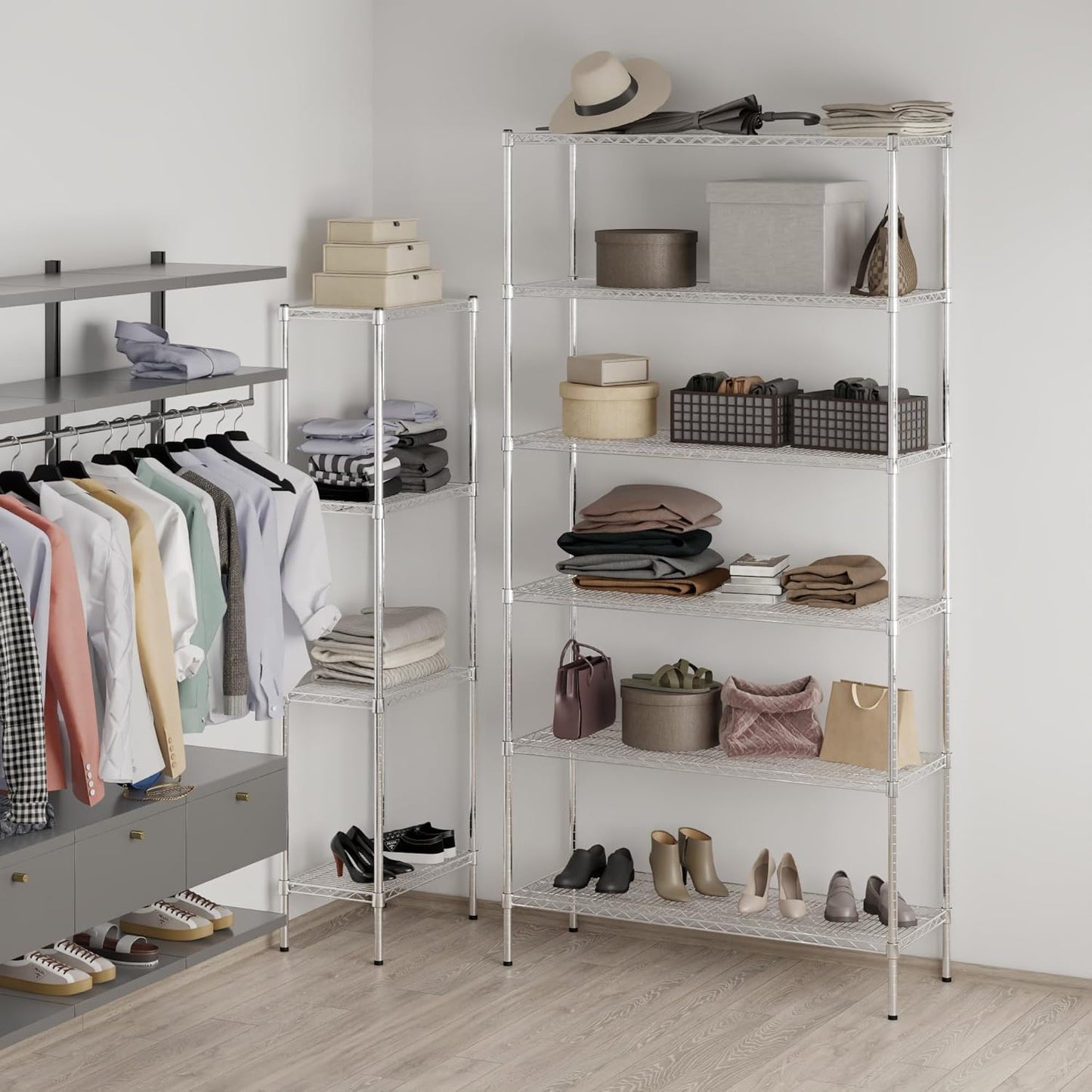 Wire Shelving Kit | NSF Commercial Storage Rack Unit (6-Tier | 96" Height, 18" Deep x 48" Wide)