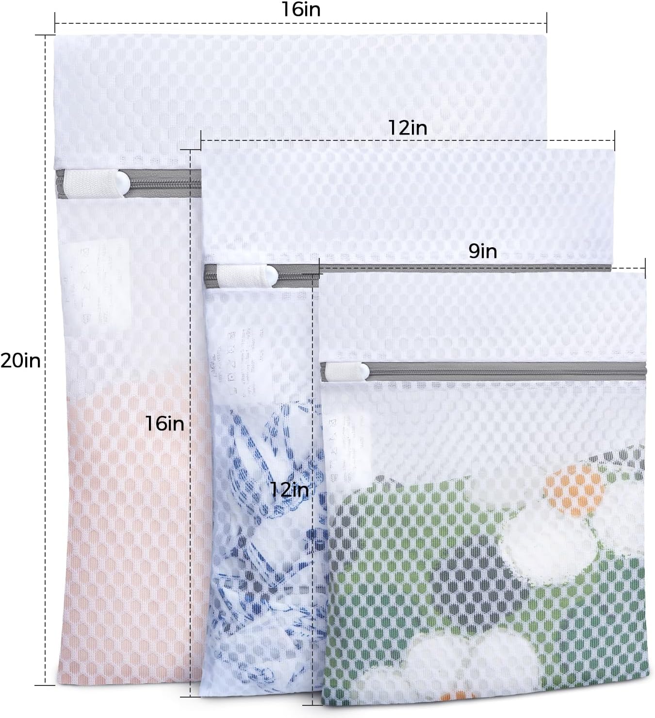 BAGAIL Laundry Bags Mesh Wash Bag for Intimates Lingerie and Delicates,3Pcs(Honeycomb, 1S, 1M, 1L)