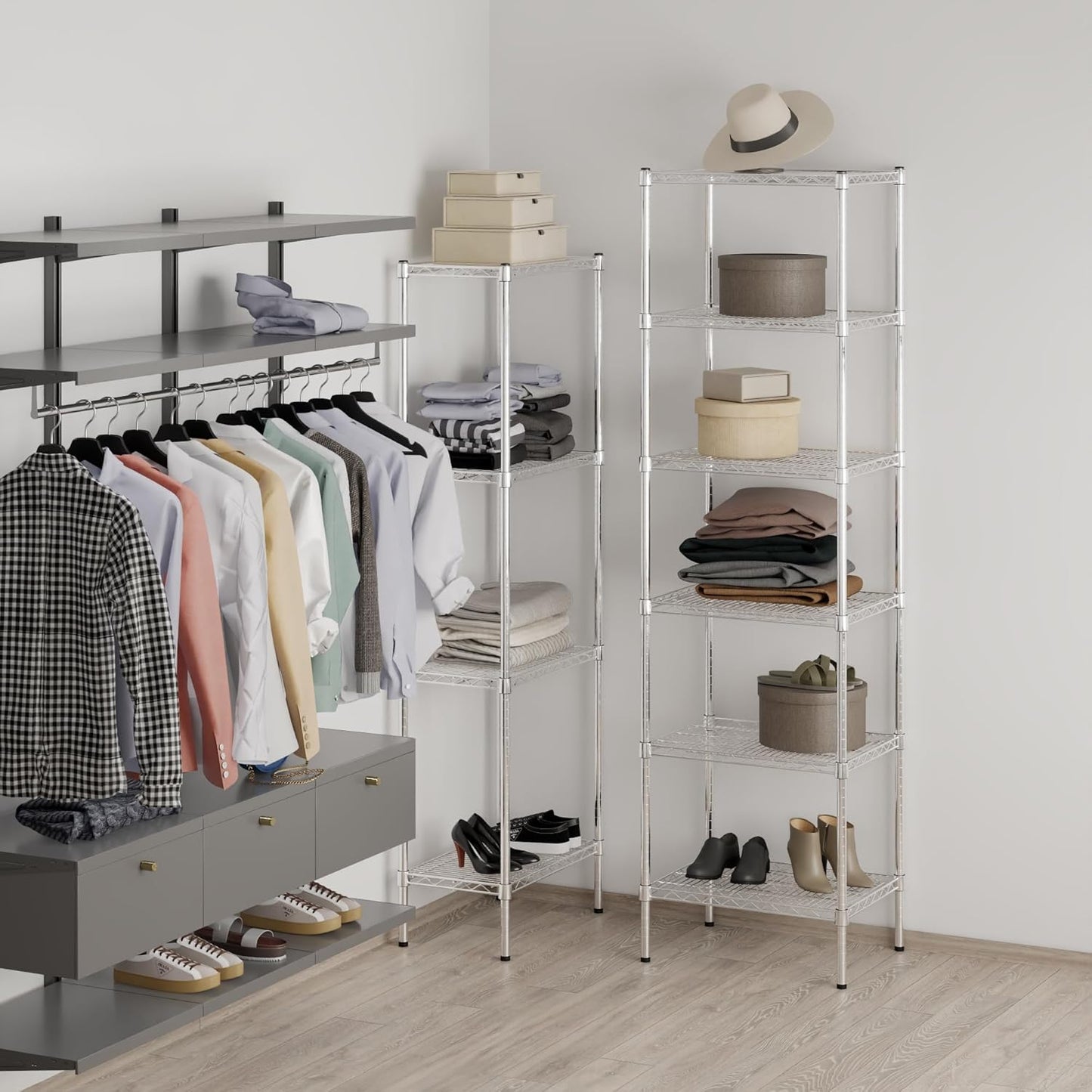 18" Deep x 24" Wide x 86" Height Wire Shelving Kit | 6-Tier | NSF Commercial Storage Rack Unit