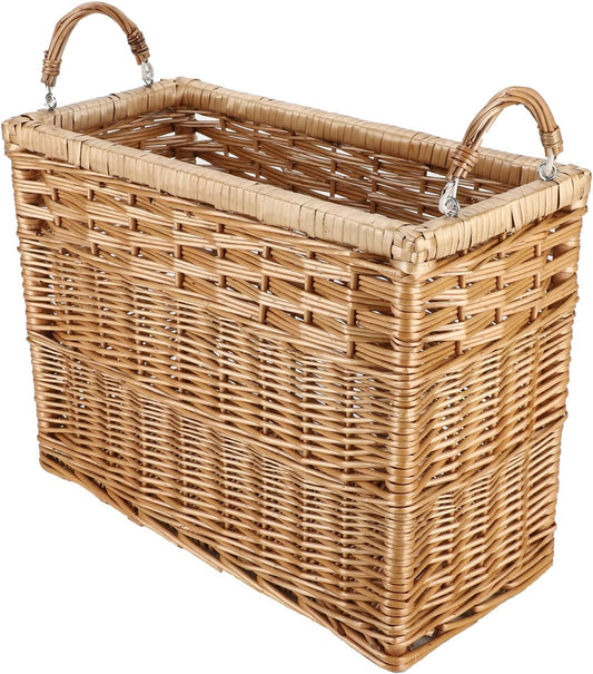 YAHUAN Natural Wicker Storage Basket with Built-in Handles Stair Basket Magazine Basket Large Wicker Baskets for storage Home Organizing Laundry (Wicker)