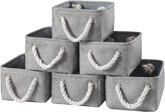 combocube 11.8 x 7.8 x 5.1 Inch Fabric Storage Bins for Shelves, Linen Storage Organizer Storage Basket with Ropes for Laundry, Home, Closet, Office, Clothes, Toys Organizer