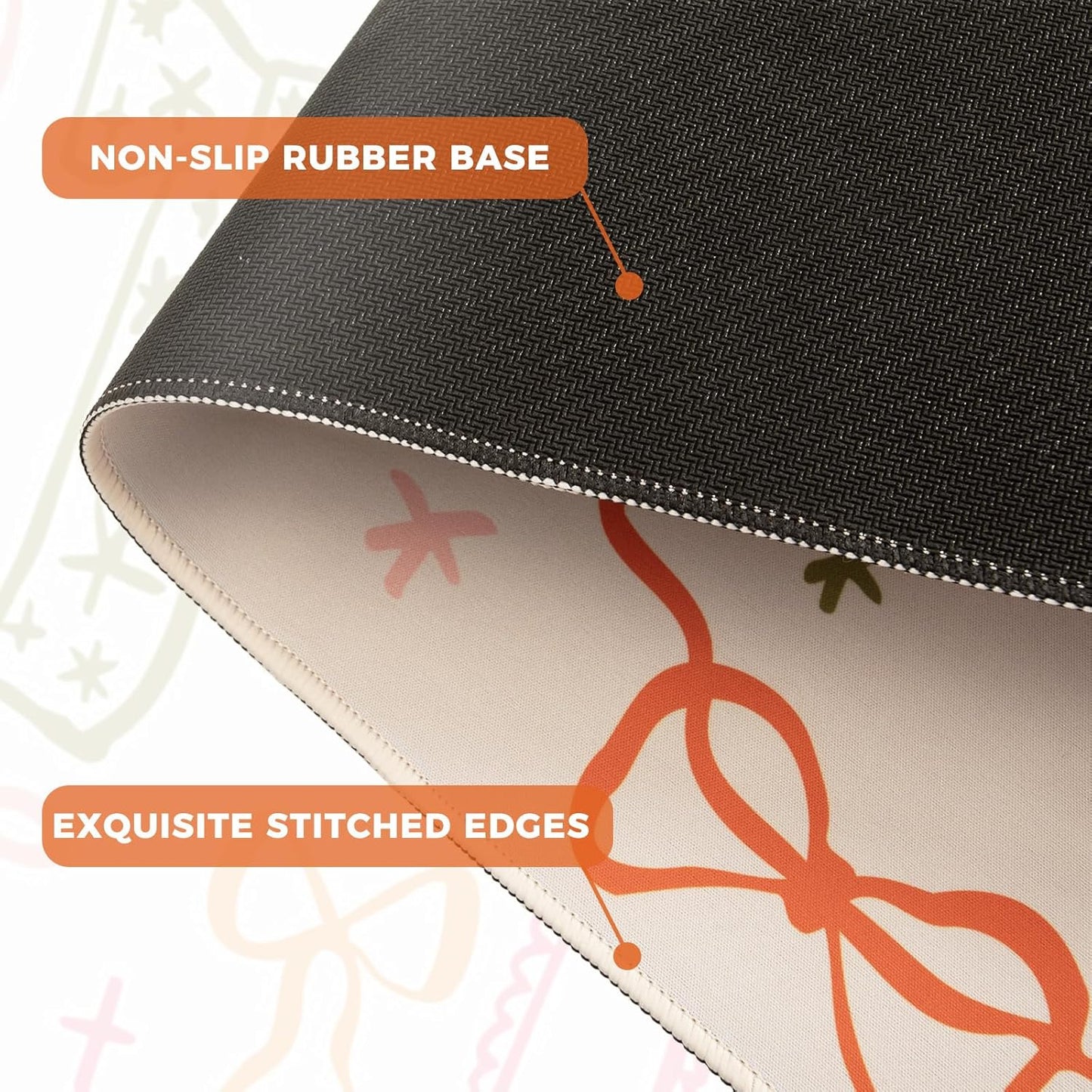 iCasso Desk Mat for Keyboard and Mouse, Large Mouse Pad for Desk, Desk Matt for Desktop, Desk Pad Mat, Anti-Slip Big Mousepad with Stitched Edges for Computer(Colorful Ribbon)