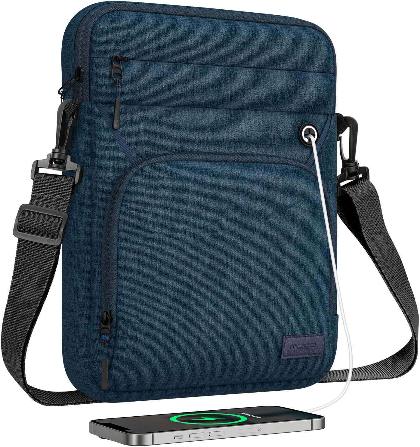 MoKo 9-11 Inch Tablet Sleeve Bag, Fits iPad Air/Pro 11 inch, iPad 10th Gen 10.9, Tab S9 11, Multifunctional Bag with Shoulder and Headphone Port, Indigo