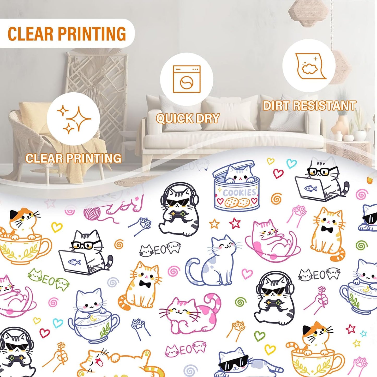 Rectangle Cat Storage Basket, Collapsible Storage Box Bin with Handles for Toy, Cat Laundry Hamper for Friend, Laundry Organizer for Room Nursery, Gifts for Chritsmas Thanksgiving 14.9x11x9.4in