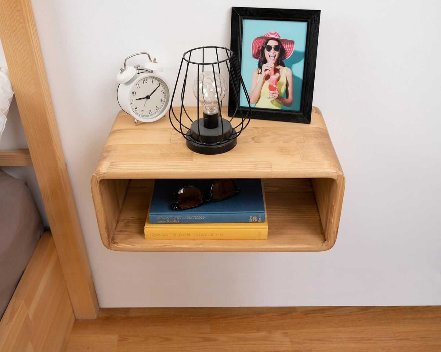 Floating Nightstand Wooden, Bedside Table, Nightstand Shelf, Handmade, Wall Mounted Bedside Shelf, Minimalist and Unique Style (Madrid)