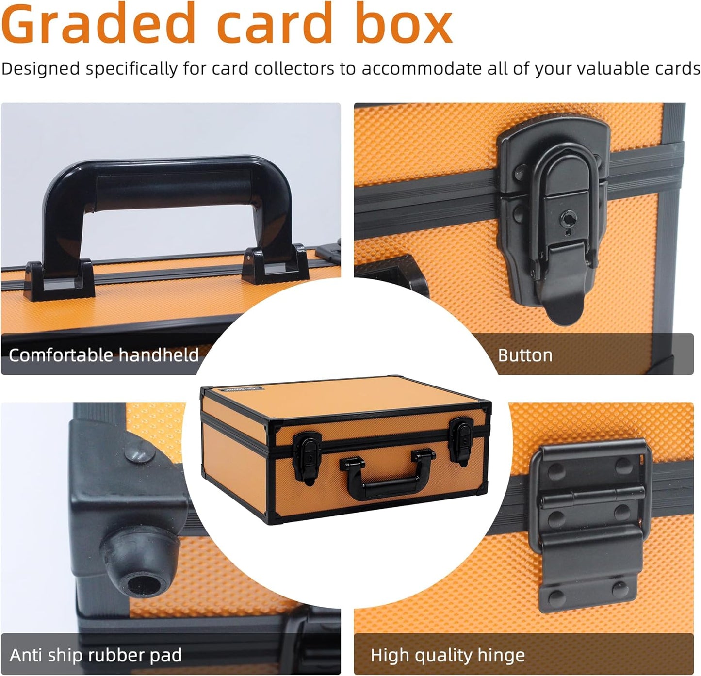 Graded Card Storage Box; Durable Sports, PSA Card Storage Case- Trading Card Storage Box - PSA Slab Case For Top Loaders (ORANGE, 16.5x13.3x6.9 inches)