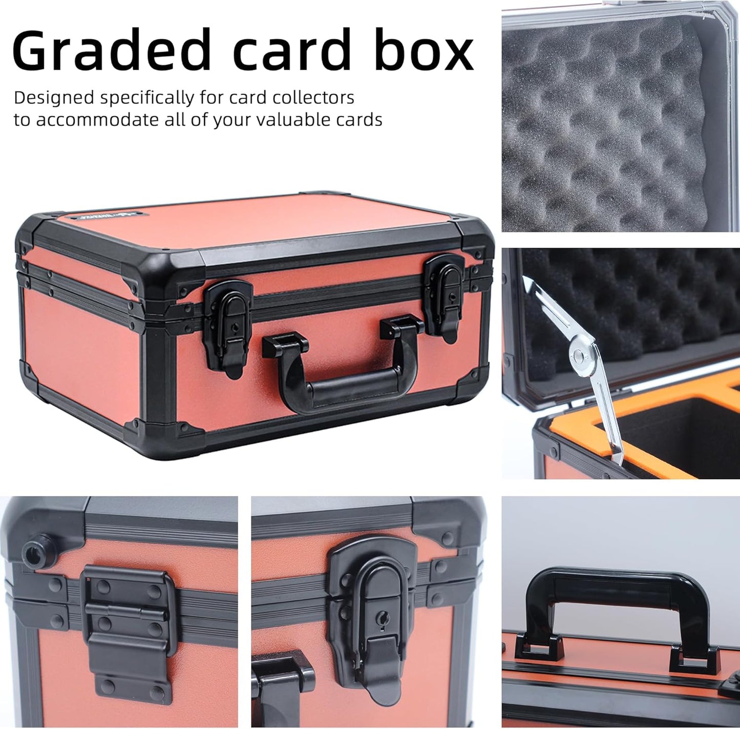 Graded Card Storage Box; Durable Sports, PSA Card Storage Case- Trading Card Storage Box - PSA Slab Case For Top Loaders (ORANGE, 14.17x11.2x7 inches)