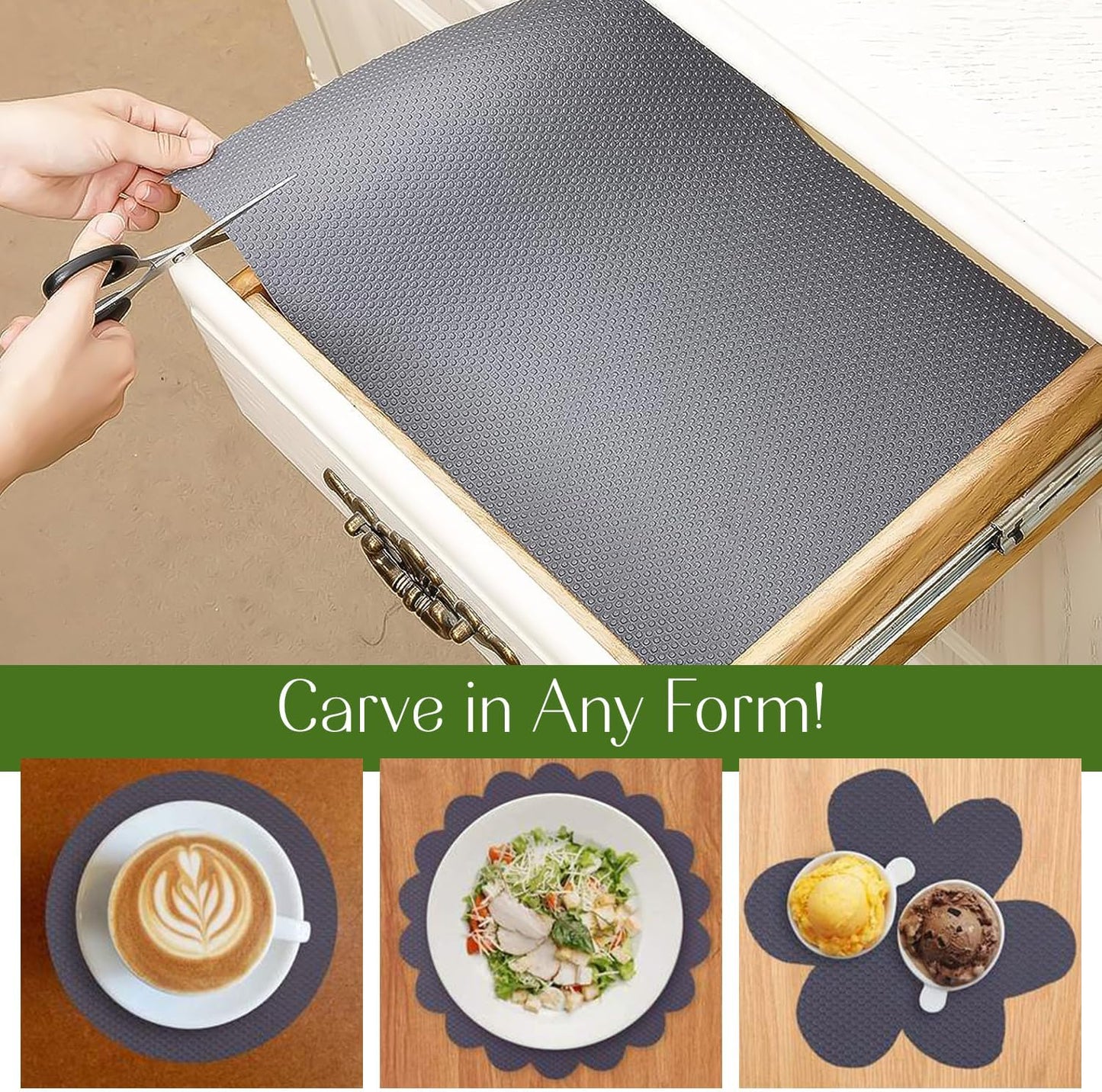 EVALAND Shelf Liners for Kitchen Cabinets Non-Adhesive 17.7" x 33 FT Grey Drawer Liner Non Slip, Washable Cabinet Liner, Waterproof Shelf Liners for Cabinets, Refrigerator Bathroom Pantry Cabinet Mat