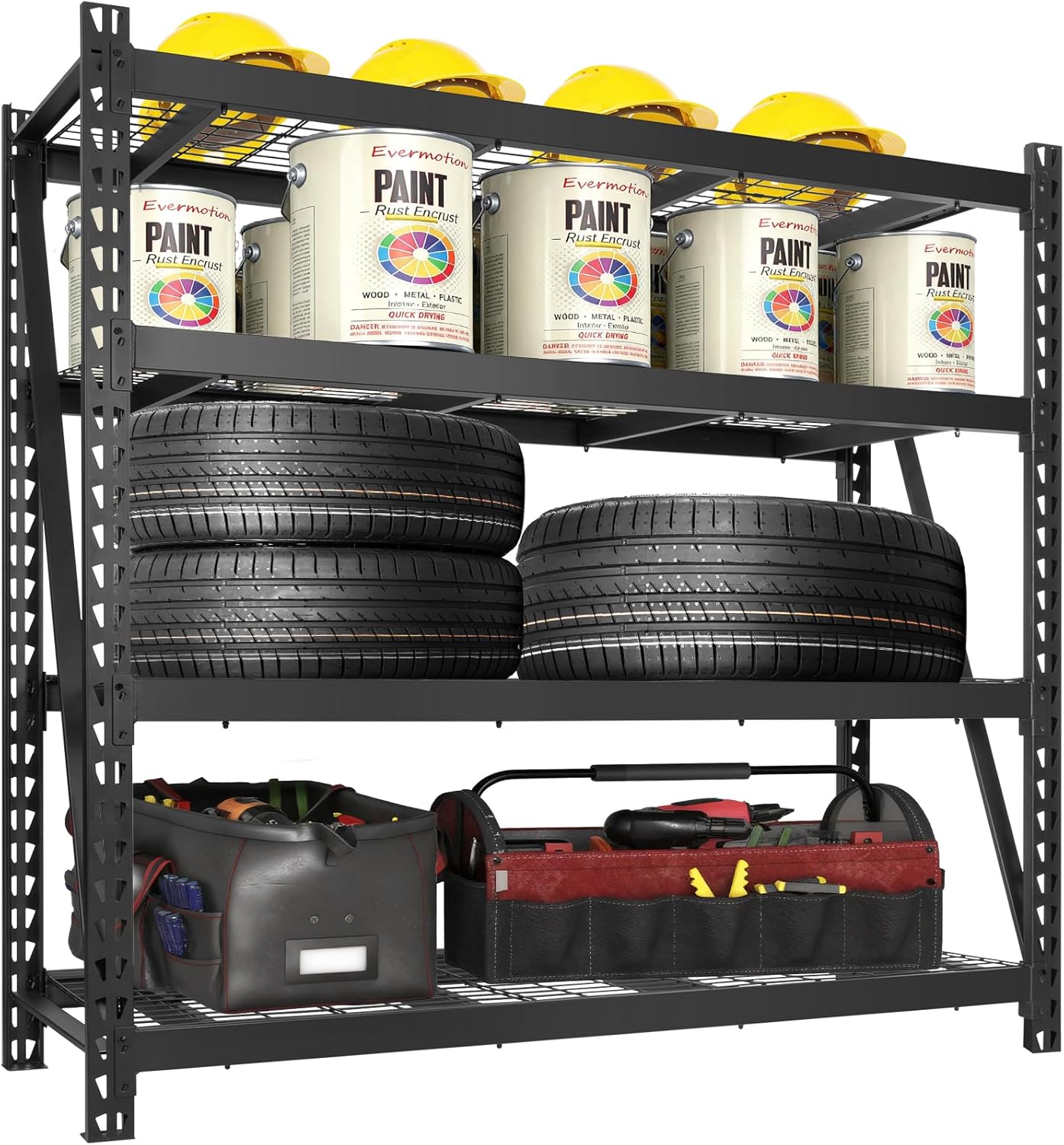 BILT HARD 72" W x 24" D Heavy Duty Garage Shelving, 72" H Storage Shelves, 5-Tier Industrial Metal Shelving Units with Adjustable Shelf, Steel Wire Utility Storage Shelves, 8000 LBS