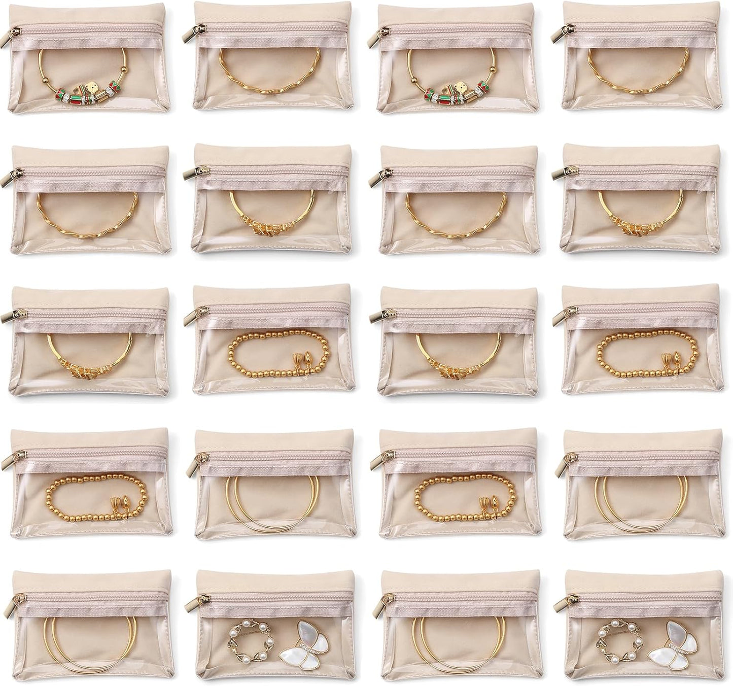 Vlando Velvet Jewelry Pouch with Zipper - Clear Travel Jewelry Bag Organizer for Business Trips & Gifts