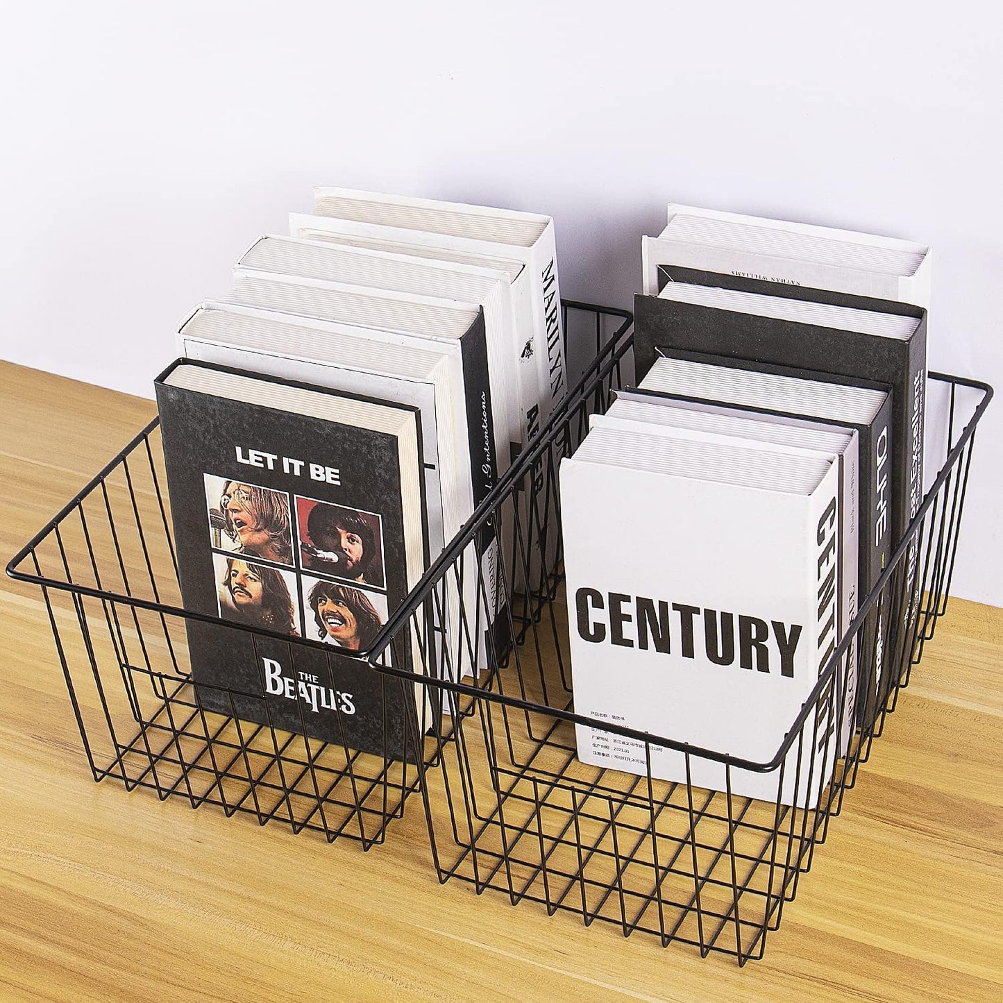 Freezer Organizer Bins - 3 Pack Stand Up Freezer Baskets for 16，17，21 cu.ft Upright Freezer, Wire Storage Baskets with Built-in Handles, Easy to Access Frozen Food Allow Air Circulation, Black