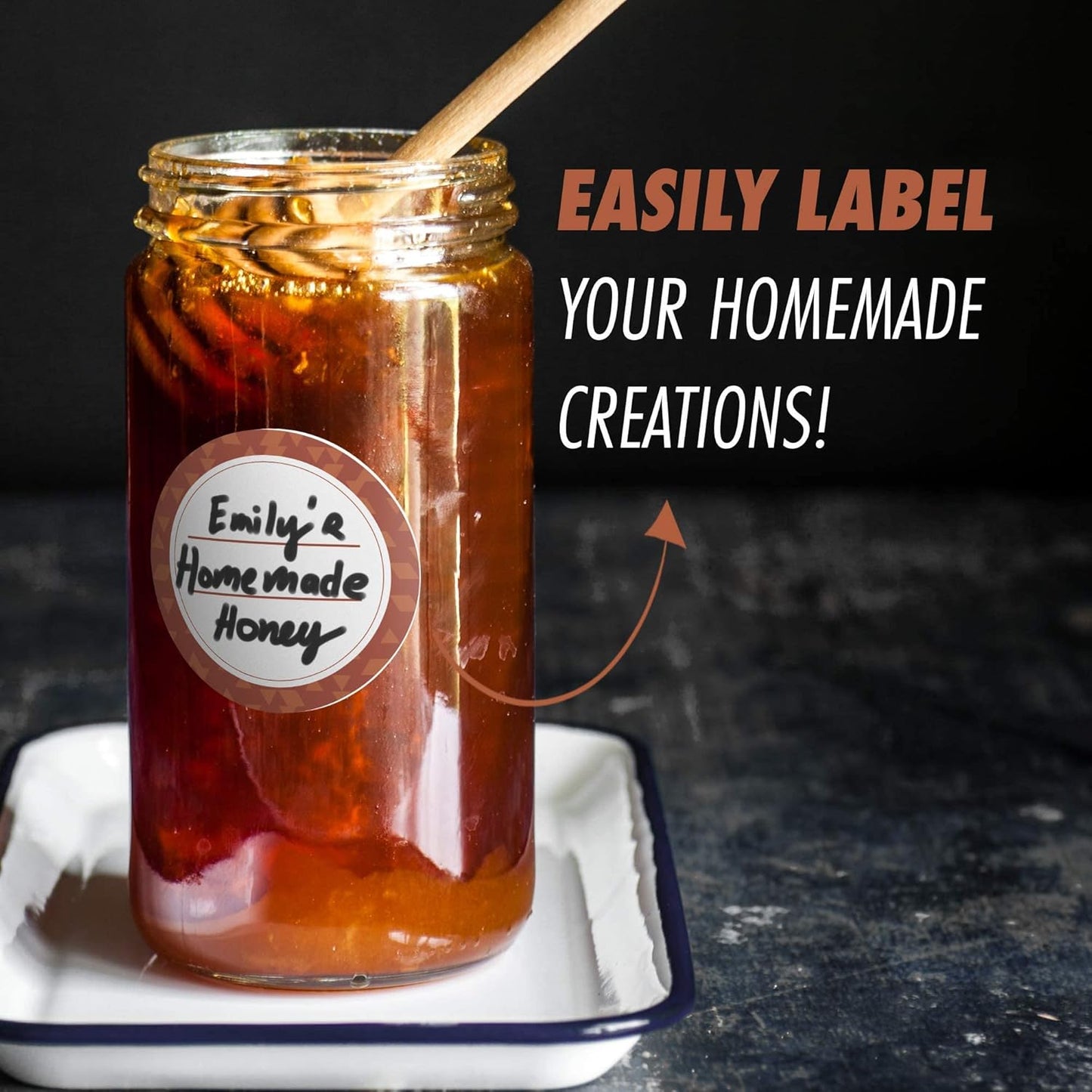 Canning Labels Dissolvable Stickers for Mason Jars and More (2" Round 200/roll) Canning Supplies Washes Off in Seconds Like Magic - Jar Labels Homemade Jam, Jelly, and More (Chestnut)