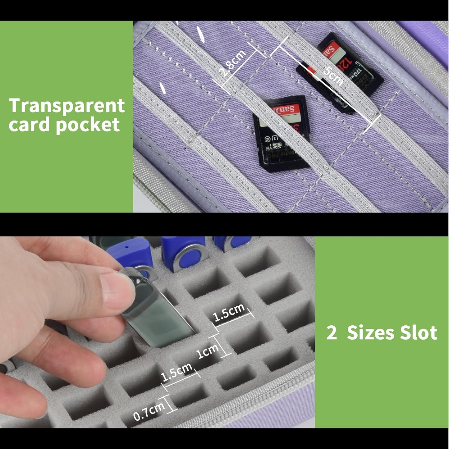 USB Flash Drive Case, SD Card/Memory Stick Pouch for SanDisk, for Samsung, for Netac, for Maspen/for SamData Thumb Drives, Hard Shell Protective Storage Organizer with Sponge- Box Only- Grey
