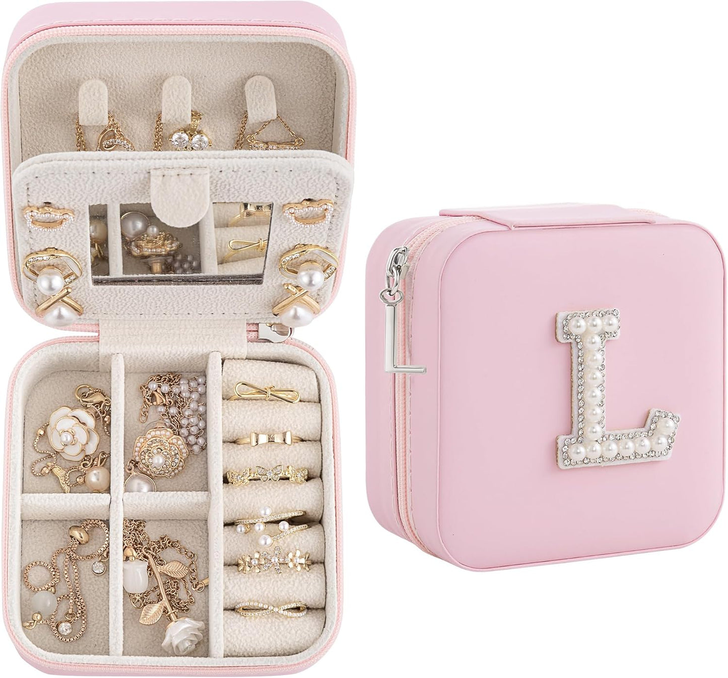Birthday Gifts For Women, Initial Jewelry Box, Travel Jewelry Case, Gifts for Wife Girlfriend, Small Travel Jewelry Organizer, Gift for Girls, Graduation Gifts for Her, Bridesmaid Gifts