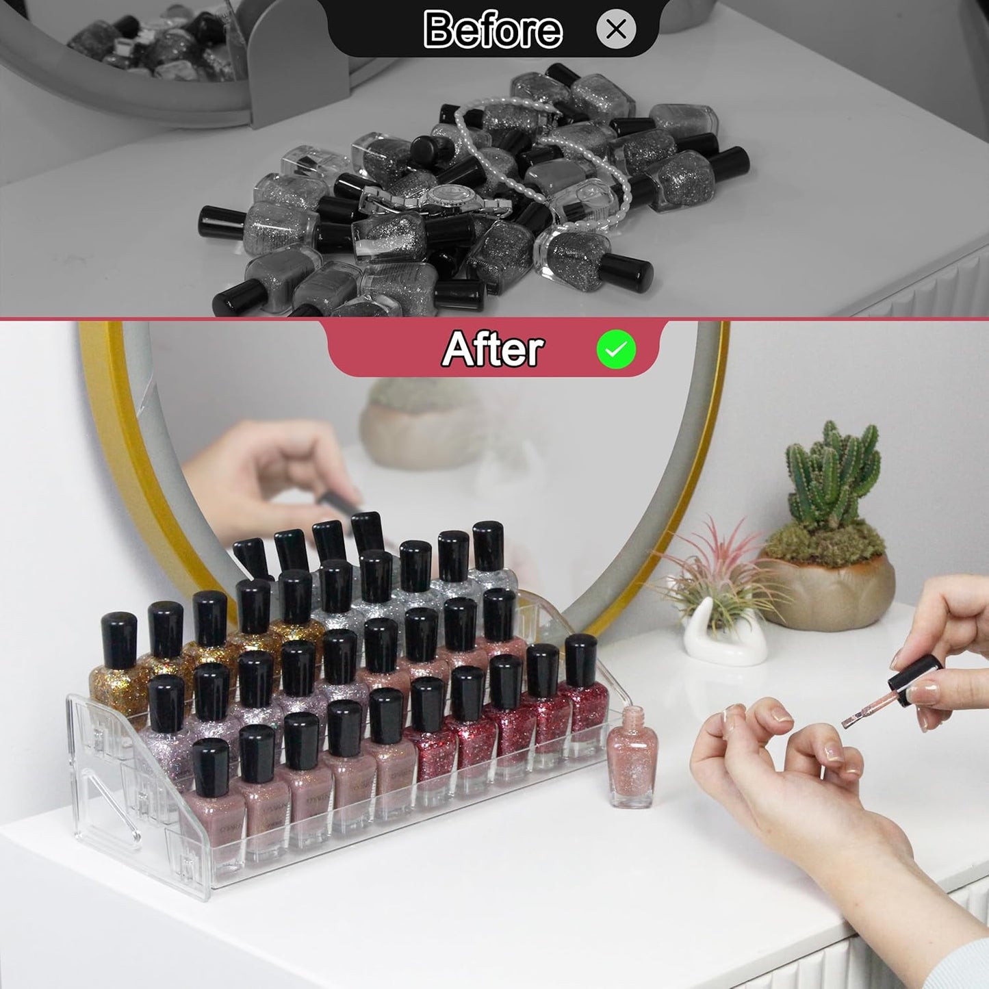 5-Tier Clear Acrylic Nail Polish Storage, Holds 40-80 Bottles, Multi-Purpose Nail Polish Rack, Sunglasses, Essential Oils and Cosmetics