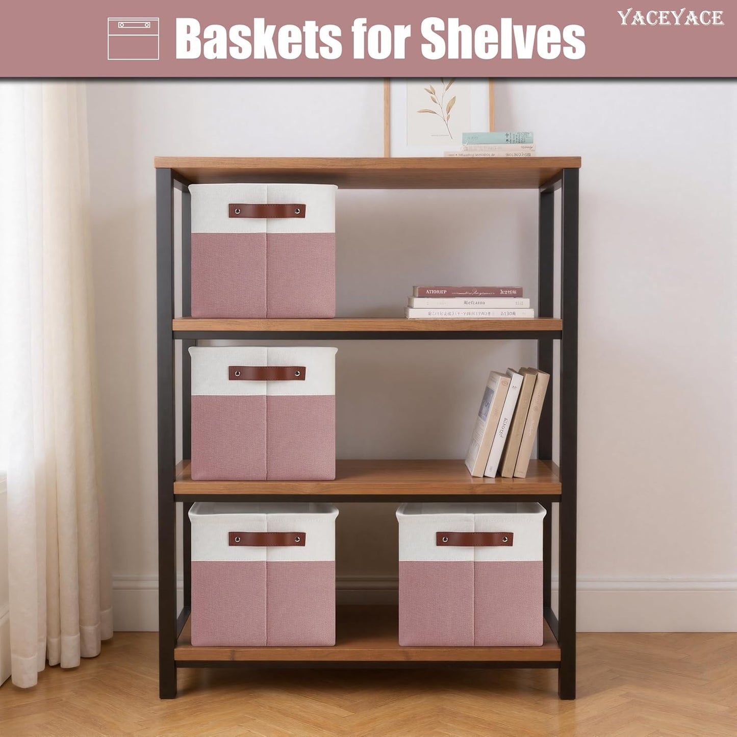 Basket Storage Toy, 4 Pack 15"x11"x9.5" Storage Bins for Cloth,Toy, Linen Fabric Basket with Handles for Home Decorative Organization