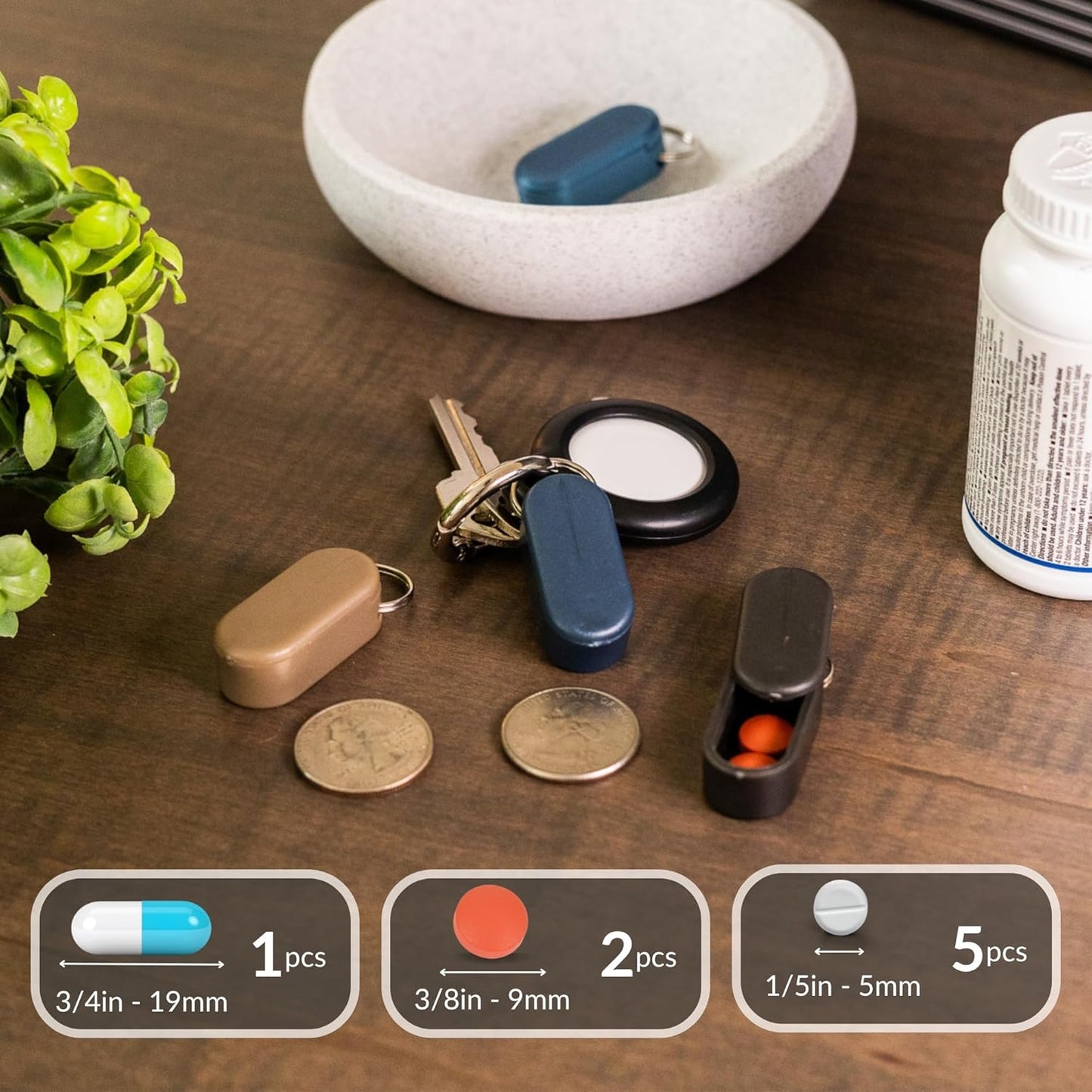 Magnetic Keychain Pill Holder - Compact, Durable, Lightweight with Sleek Minimalist Design - Secure, Discrete, Portable Pill Holder Keychain for Everyday Use (Cobalt)