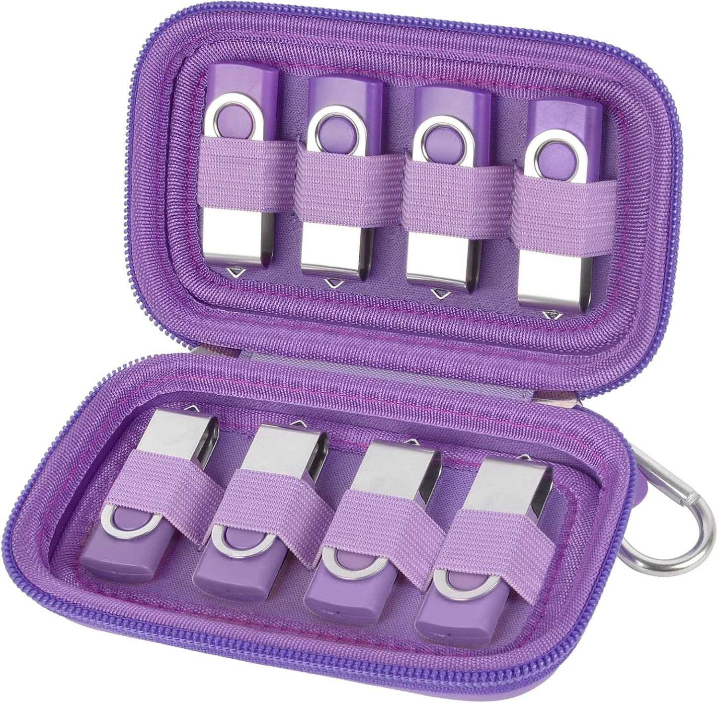 USB Flash Drive Case, SD Card Holder Compatible with Thumb Drive, Memory Cards, SDXC SDHC Storage Bag, Electronic Accessories Organizer for SanDisk for Samsung for Inland (Purple)
