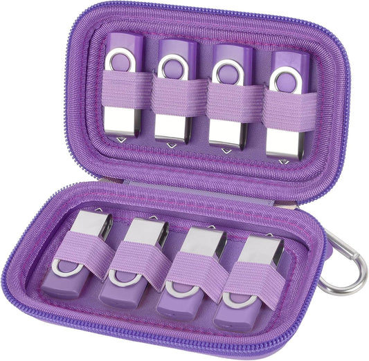 USB Flash Drive Case, SD Card Holder Compatible with Thumb Drive, Memory Cards, SDXC SDHC Storage Bag, Electronic Accessories Organizer for SanDisk for Samsung for Inland (Purple)