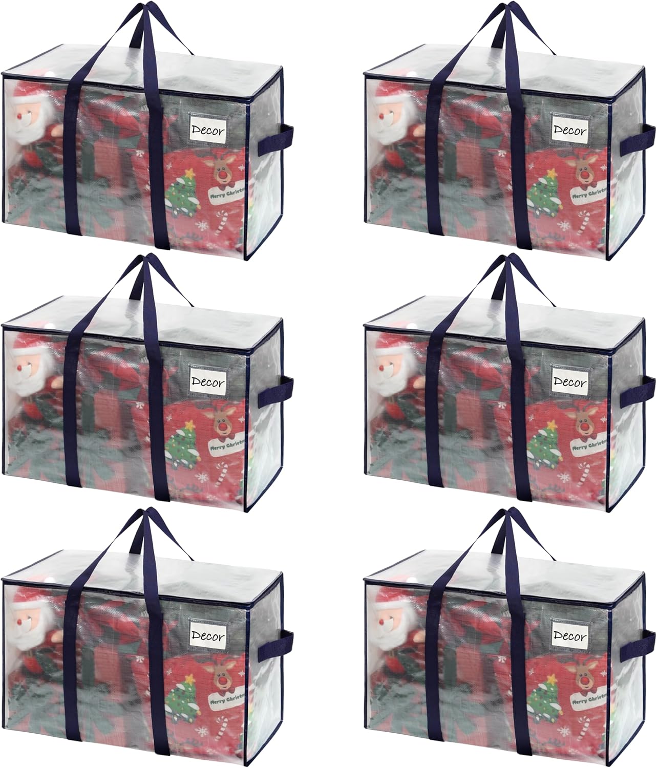 VENO 6 Pack Moving Bags and Large Christmas Storage Bins with lids. Alternative to Moving Boxes, Packing Supplies for College. Extra Large Heavy Duty Totes for Packaging (Clear, 6 Pack)