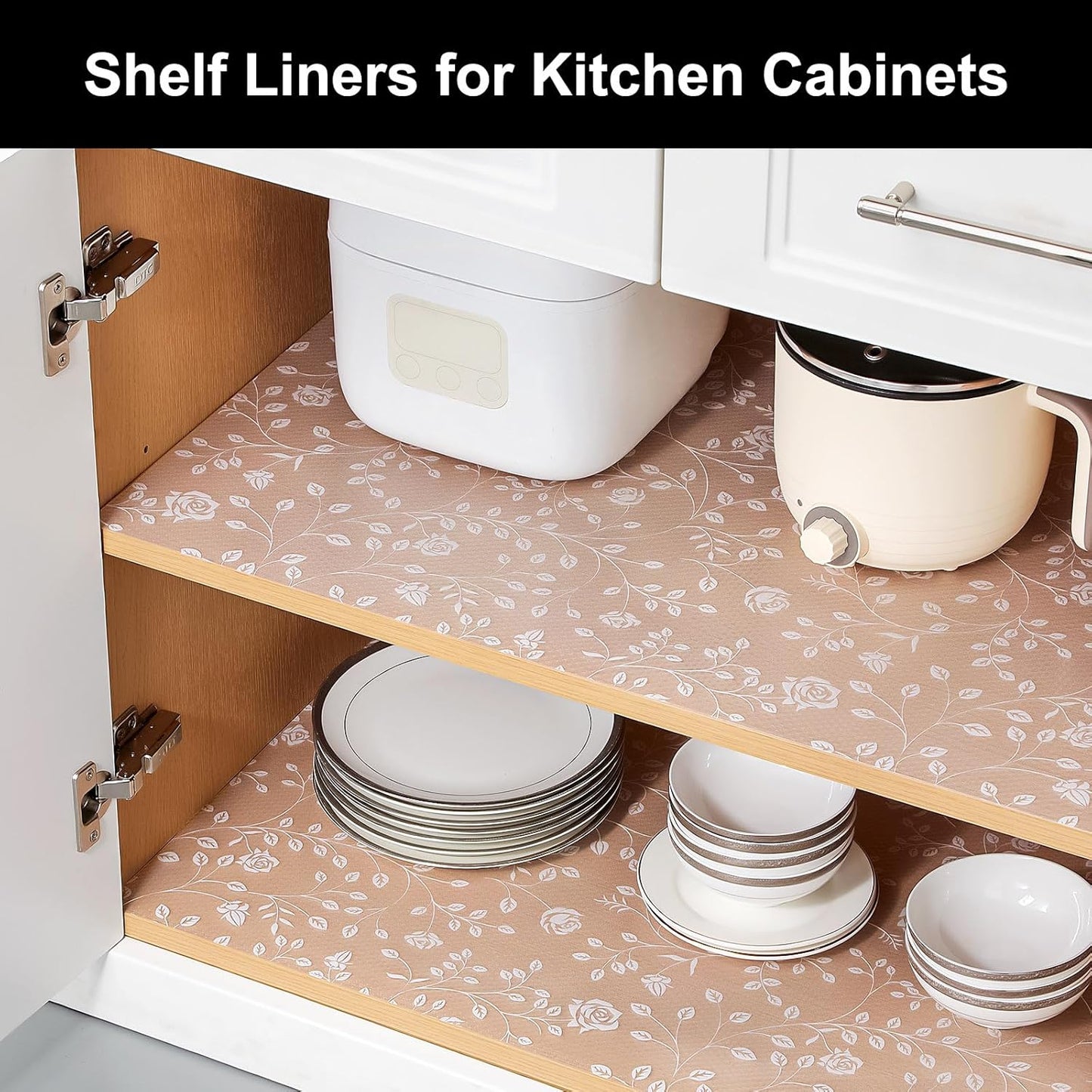 Cooyes Shelf Liner – Premium Non-Adhesive Cabinet & Drawer Liner for Kitchen – Waterproof Shelf Paper with Modern Pattern – Durable EVA Cabinet Mat – Easy to Cut （23.6" W x 360" L）
