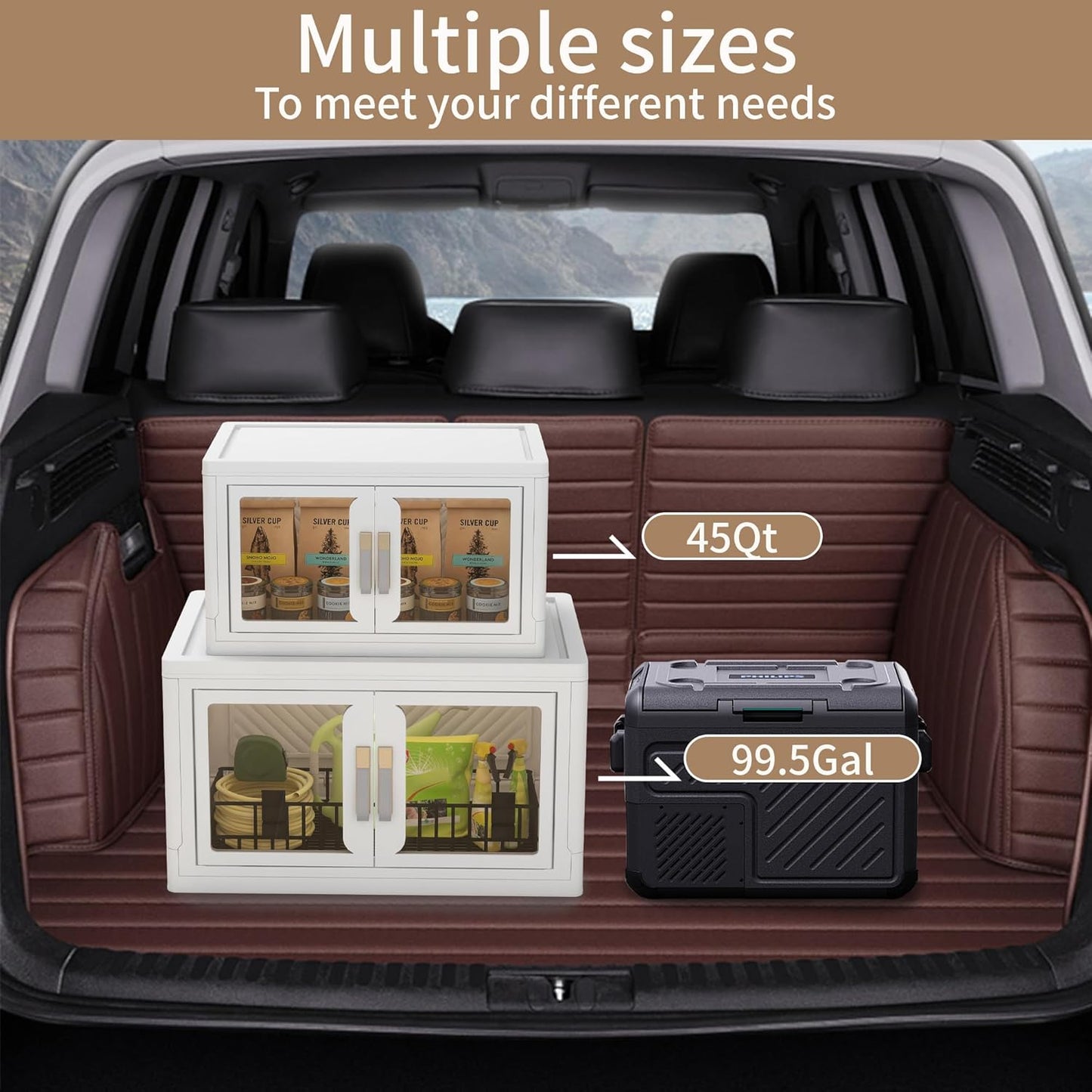 Large Clear Stackable Storage Bins with Lids, Foldable Storage Cabinet for Closet Organizers and Storage, Plastic Storage Box with Wheels 398 QT