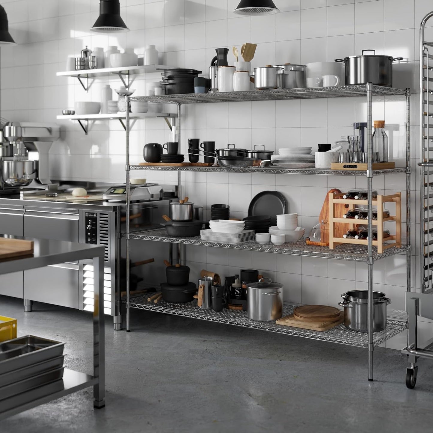 24" Deep x 72" Wide x 64" Height Wire Shelving Kit | 4-Tier | NSF Commercial Storage Rack Unit
