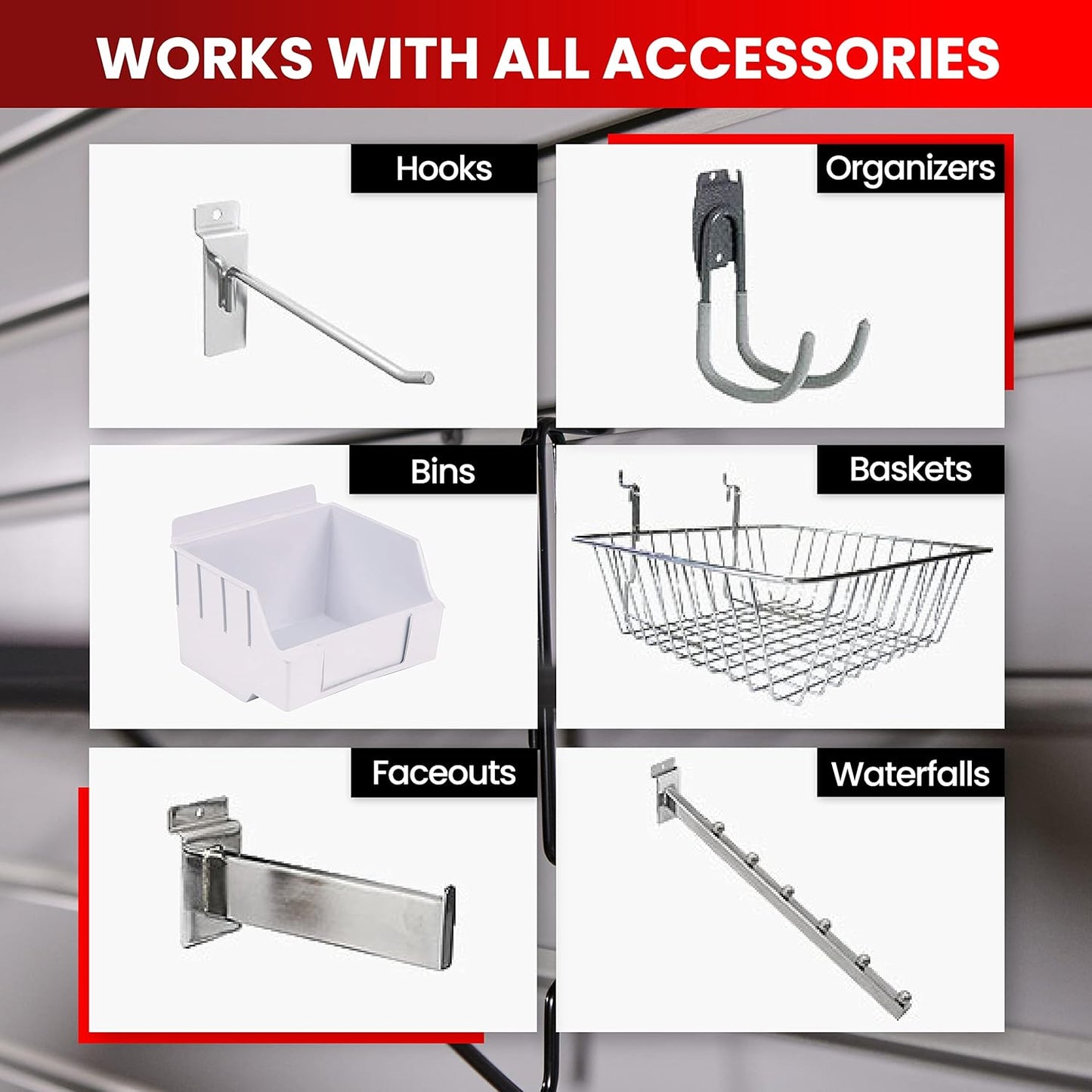 DLDIRECT 3 Colors - Slatwall Panel Garage Organizer: Heavy Duty Wall Mounted PVC Rack, Interlocking Slat Paneling for Garage Storage, Slotwall Board, Shelves System