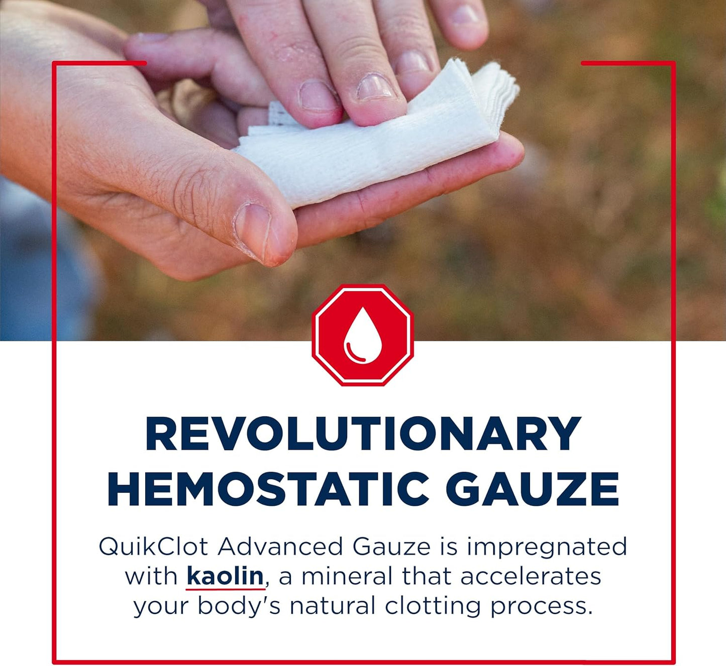 Adventure Medical Kits QuikClot Gauze - Flexible Hemostatic Medical Gauze for Emergency Survival or Disaster Preparedness Kits & More - Stops Bleeding Fast with Kaolin - 3" x 48"