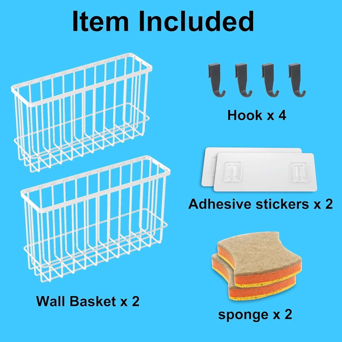 2 Pack Cabinet Organizer Storage, Over Cabinet Door Organizer with 2 Adhesive, 2 Sponges, 4 Hooks, No Drilling Space Saver Lid Organizers Inside Cabinet for Kitchen Office Bedroom (Small, Medium)