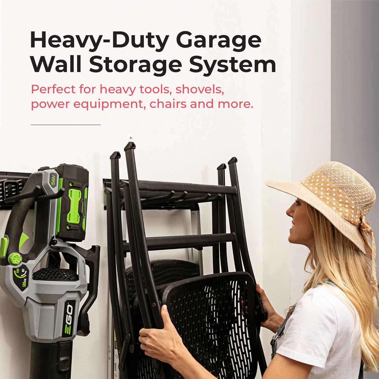 TIDYME Garage Tool Organizer Wall Mount - 80 inches - Sturdy Storage Rack with Adjustable Hooks, Anti-Rust - Easy Installation, 500lbs Capacity - Garden Tool Organizer (05 Racks & 10 Hooks)