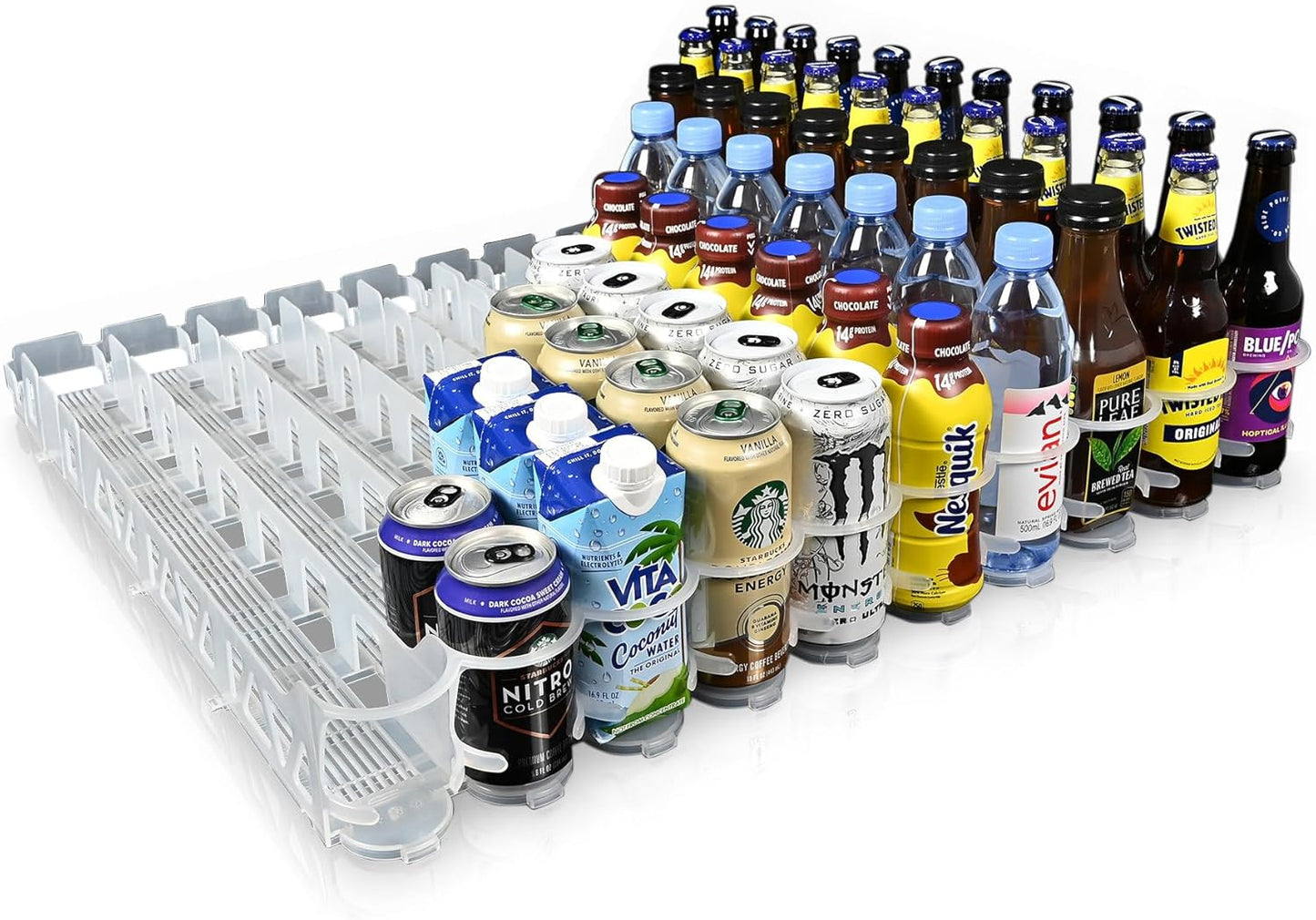 Display Technologies Visi-Slide Fridge Drink Organizer, Soda Can Organizer, Gravity Fed Glide for Angled Shelves for Coolers, Commercial Refrigerators, and Cold Vaults (2-Pack)