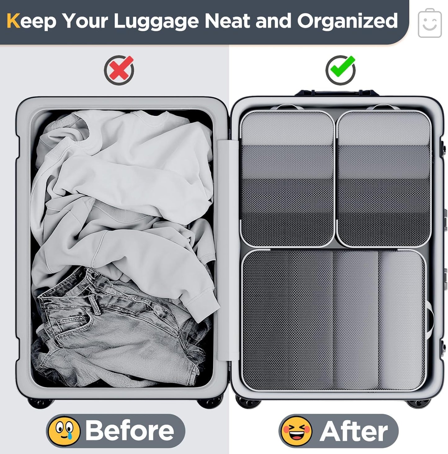 Veken 6/9/11 Set Compression Packing Cubes for Travel Essentials,Compressible Expandable Large Luggage Suitcase Organizer Bags for Clothing,Durable Space Saver Storage Bags(Black)