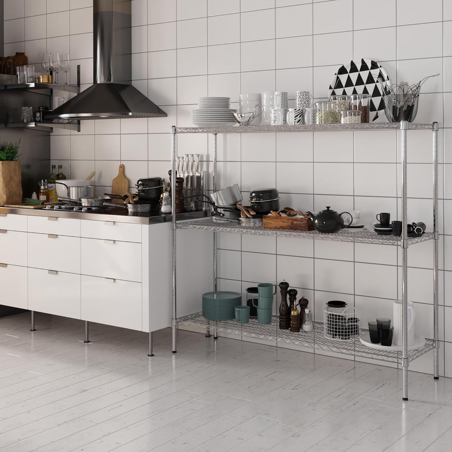 18" Deep x 60" Wide x 54" Height Wire Shelving Kit | 3-Tier | NSF Commercial Storage Rack Unit