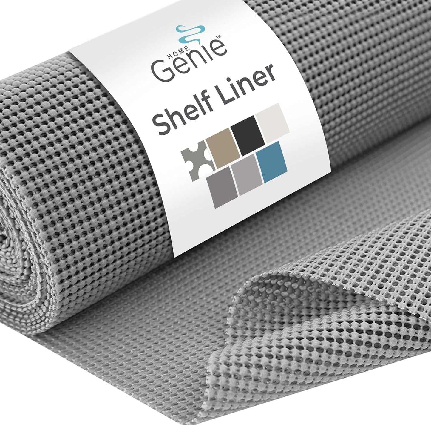 HOME GENIE Shelf Drawer and Cabinet Liner, Durable with Strong Grip, 20 in x 20 FT, Non Adhesive Liners Protect Kitchen Cabinets and Cupboard, Pantry, Bathroom Drawers and Shelves, Desks, Soft Gray