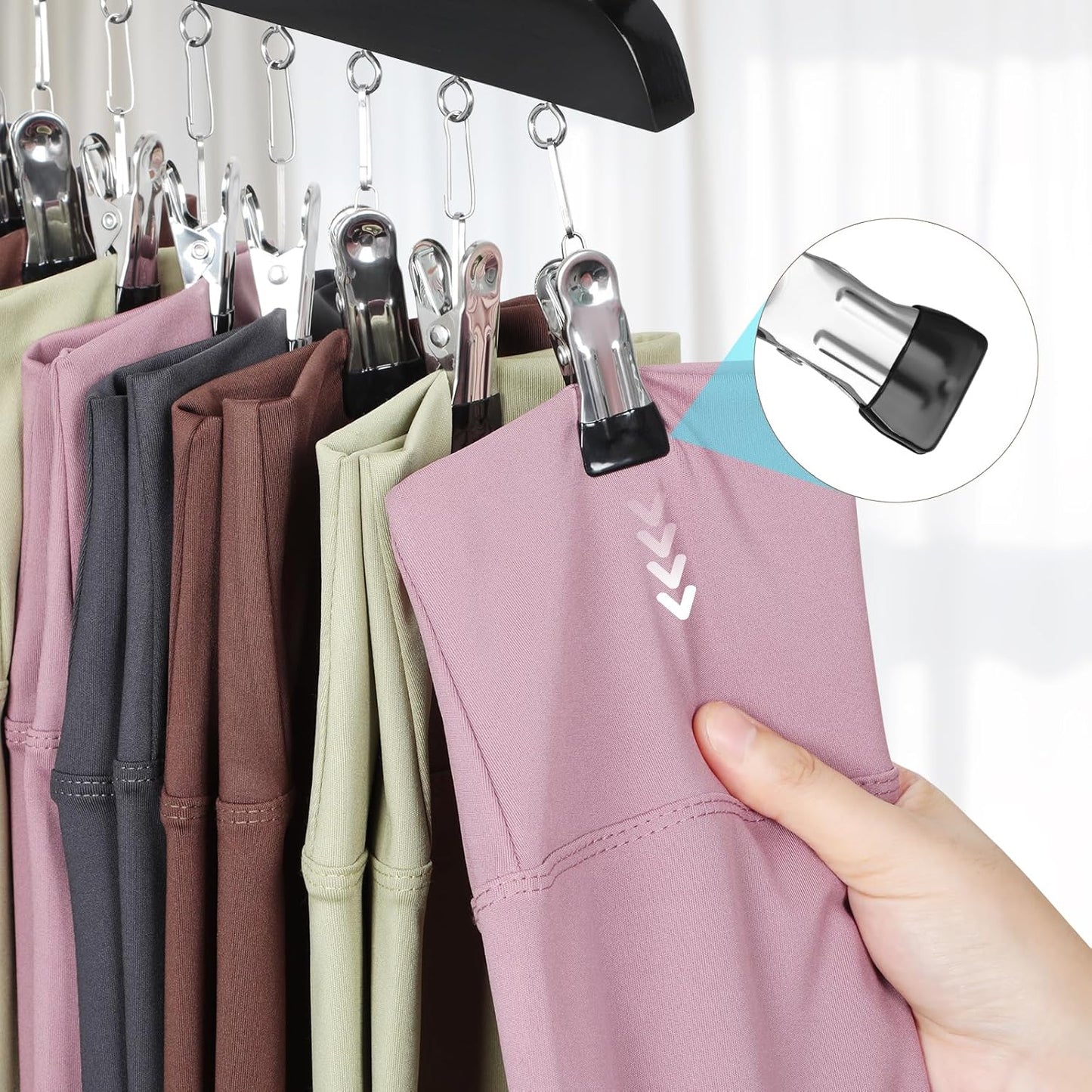TOPIA HANGER 2 Pack Bra Hanger with 2 Pack Leggings Organizer, 2-in-1 Space Saving Hanger Neatly Store Max 40 Bras and 20 Leggings, Pants Jeans Shorts Skirt Tank Top Hangers for Closet Black CT77B