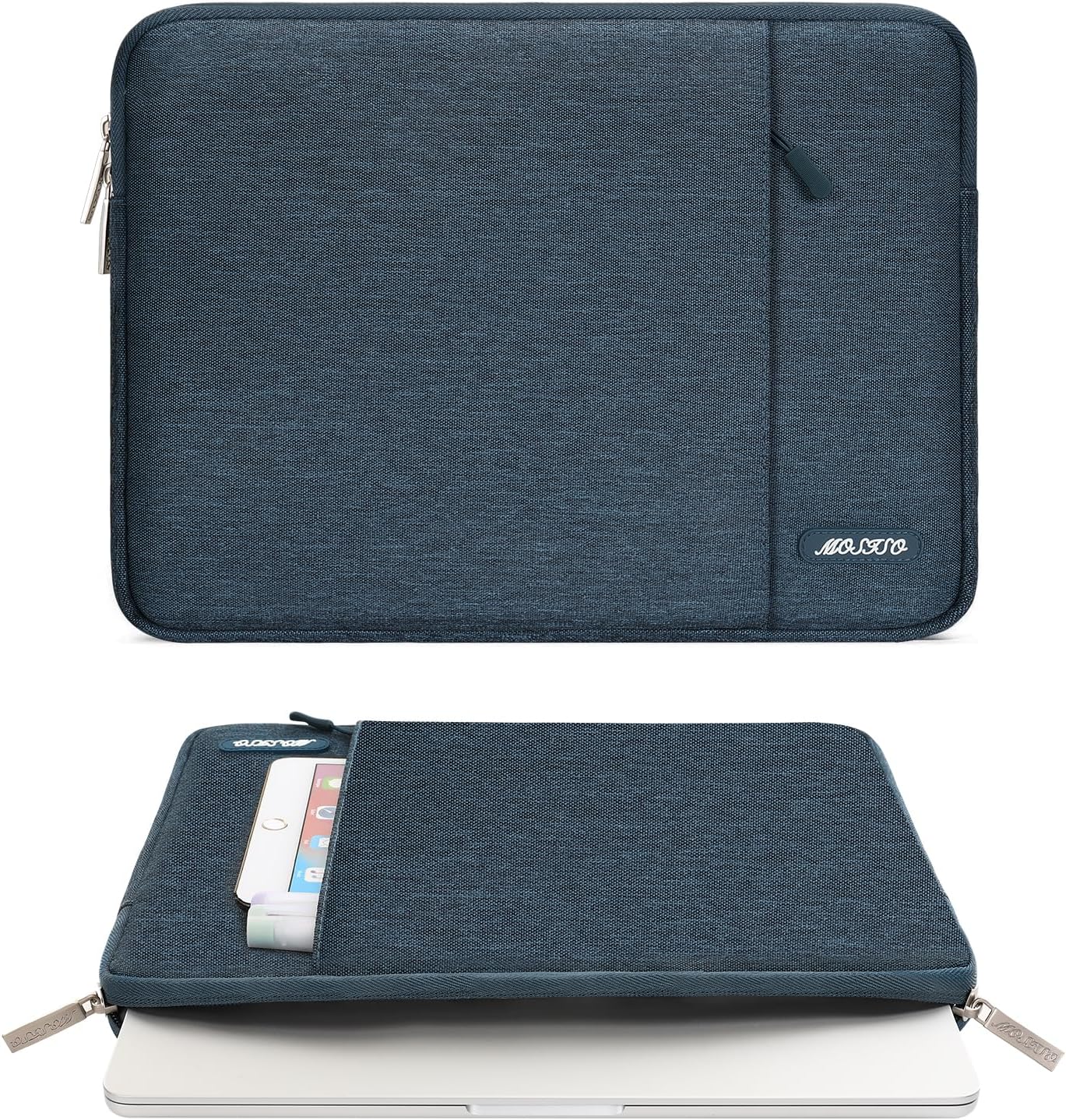MOSISO Laptop Case 14 inch, 14 inch Laptop Sleeve Compatible with HP Lenovo Dell ASUS Acer, HP Stream, Dell Latitude, Lenovo IdeaPad, Polyester Vertical Computer Sleeve Bag with Pocket, Haze Blue