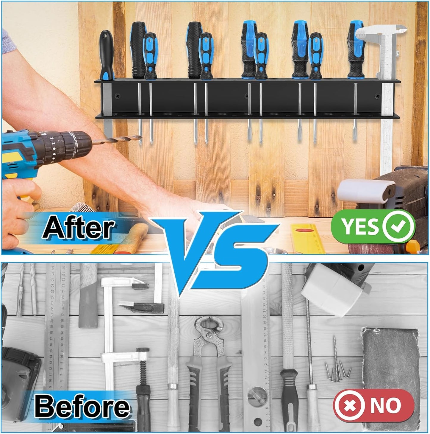 Screwdriver Organizer Wall Mount,Heavy Duty Metal Utility Storage Rack for Screwdrivers Calipers Small Tools,Screw Driver Holder Suitable Garages Homes Workshops Sheds(1PC)