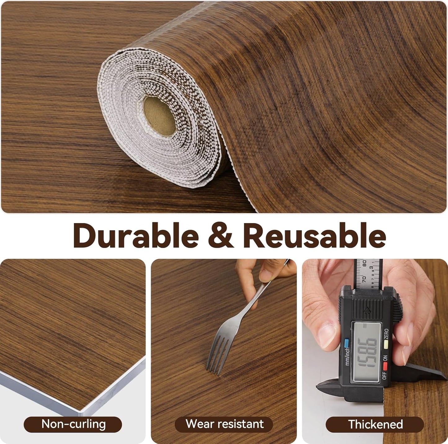 Drawer Shelf Liner for Kitchen Cabinets, Non Adhesive Slip Resistant Shelf Paper Easy to Clean, Strong Grip Thickened Waterproof Washable Mats for Pantry Shelves, Cupboard, Wood Grain, 24 in x 30 FT
