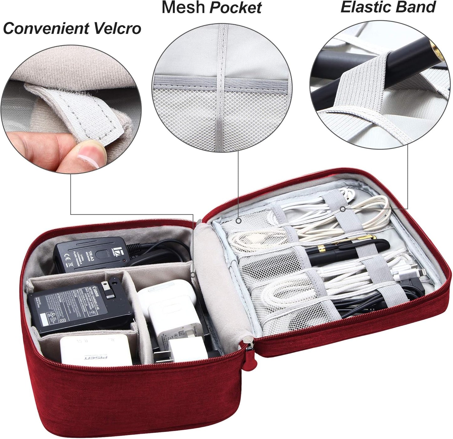 SELLYFELLY Electronics Organizer Travel Universal Cable Organizer Bag Waterproof Electronics Accessories Storage Cases for Cable, Charger, Phone, USB, SD Card, Hard Drives, Power Bank, Cords