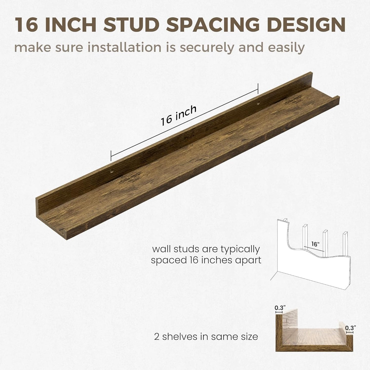 Axeman 30 Inch Floating Shelves for Wall | Picture Ledge Shelf Set of 2 | Rustic Picture Shelf for Wall with Ledge | Floating Shelves with Lip | Photo Ledge Shelves for Books Album Records