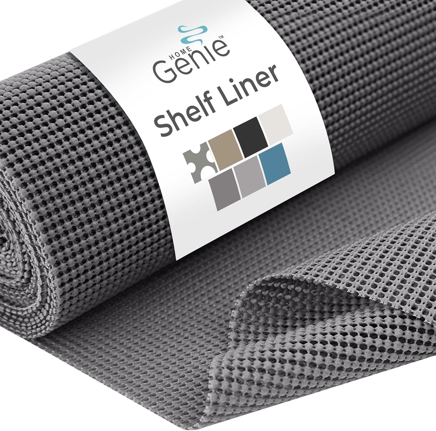HOME GENIE Shelf Drawer and Cabinet Liner, Durable with Strong Grip, 12 in x 20 FT, Non Adhesive Liners Protect Kitchen Cabinets and Cupboard, Pantry, Bathroom Drawers and Shelves, Desks, Slate Gray