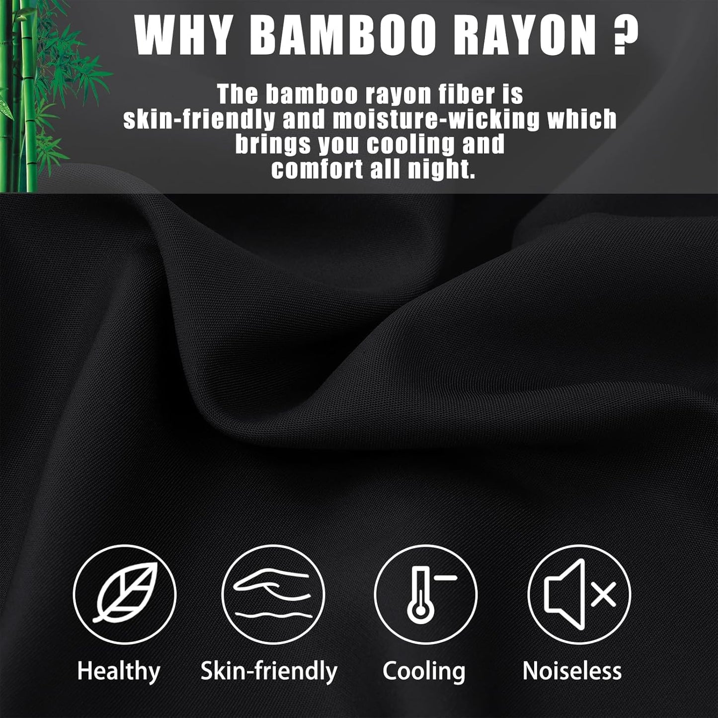 TELUS Body Cooling Pillow Case Cover, Bamboo Rayon Pillowcases with Zipper Closure, Cool and Breathable Pillow Case for Hot Sleepers and Night Sweats, 20x54 inches, Black, 1 Pack