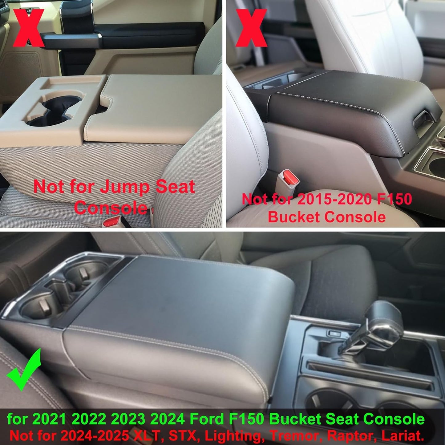 Center Console Organizer Compatible with 2021 2022 2023 2024 Ford F150 Interior Accessories, Armrest Box Insert Storage Tray (Full Console w/Bucket Seats ONLY)-Blue Trim