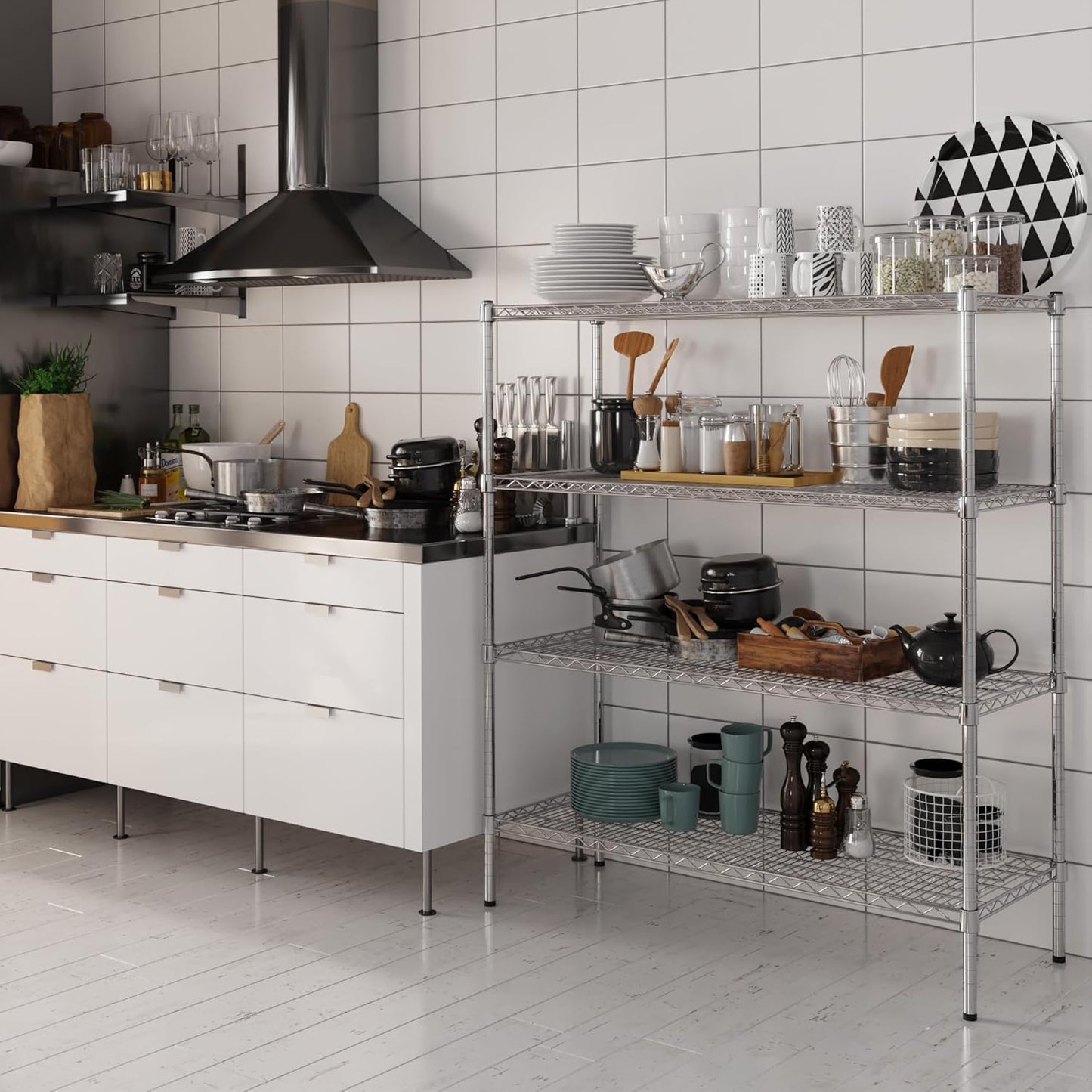 18" Deep x 48" Wide x 54" Height Wire Shelving Kit | 4-Tier | NSF Commercial Storage Rack Unit