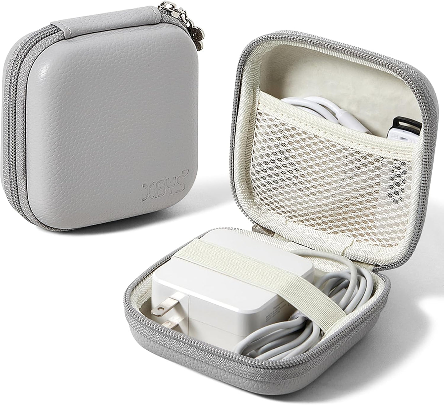Charger Case for Macbook, Portable Tech Electronic Organizer Bag, Travel Storage Pouch for Laptop Accessories, MacBook Power Adapter, Charging Cords, USB Drives, Power Bank (Grey, M)