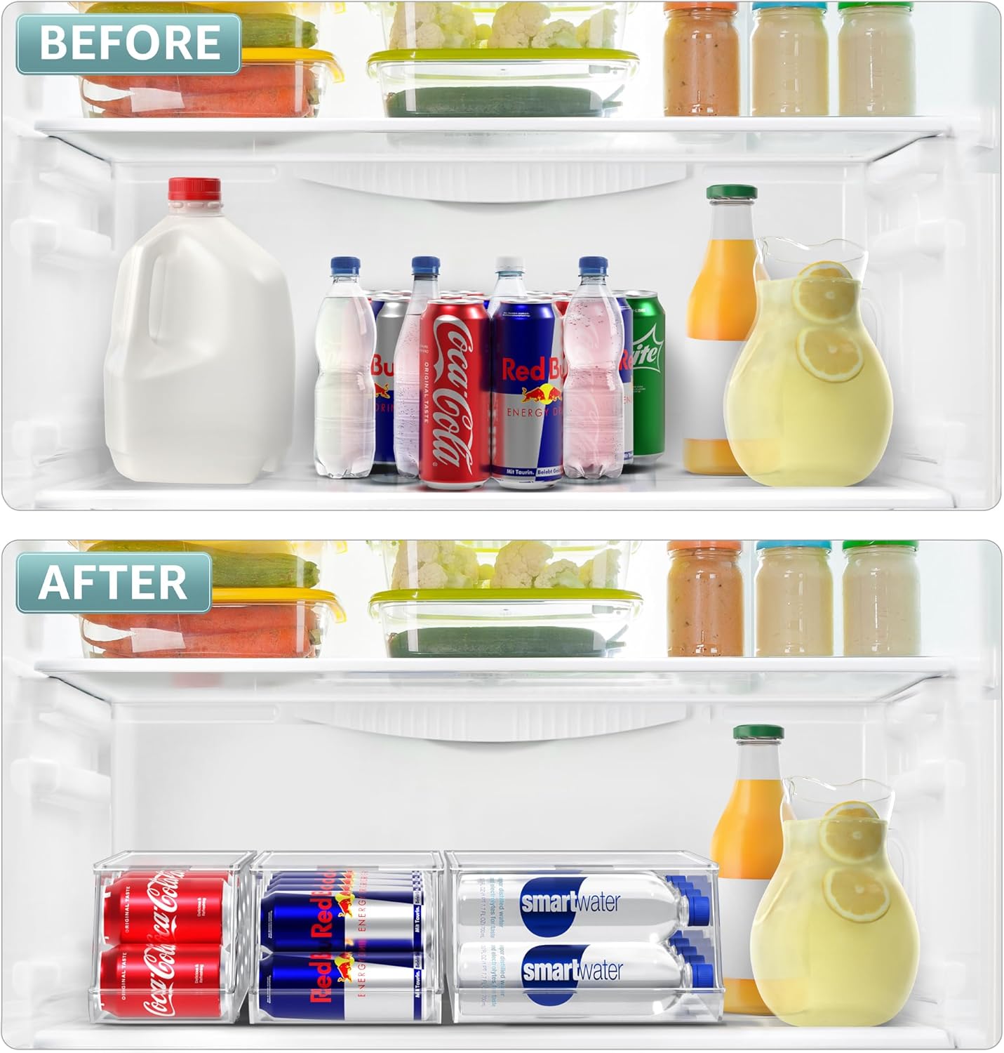 Sorbus Fridge & Pantry Can Organizer - 3 Size Dispenser for Standard, Skinny Cans & Water Bottles