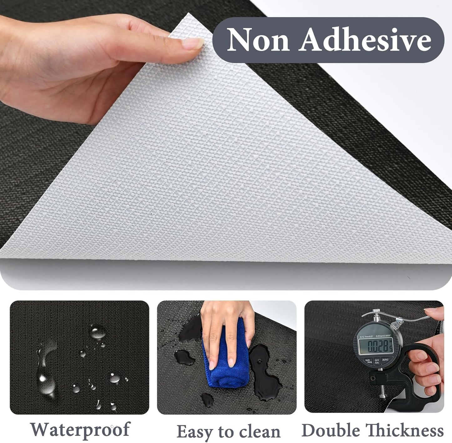Shelf Liners for Kitchen Cabinets 17.3in x 20FT Non Adhesive Drawer Liner Gray Quatrefoil Thickened Shelf Liner Strong Non-Slip Easy to Clean for Tool Box Refrigerator with Knife and Tape Measure